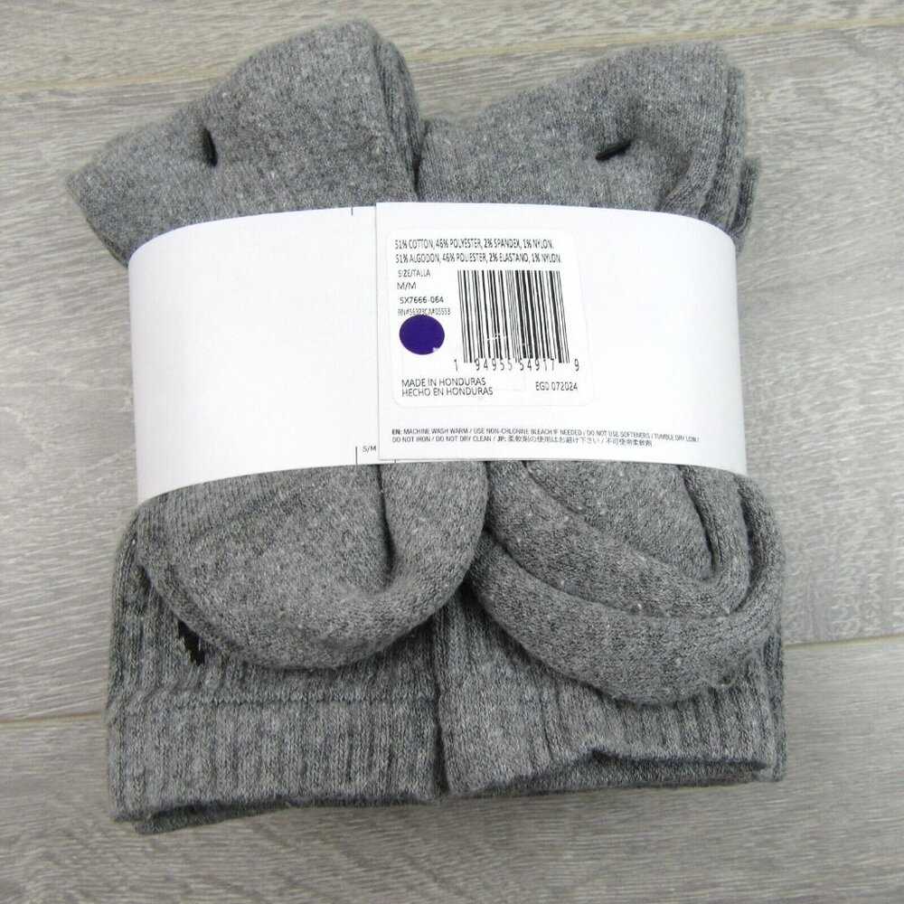 Nike Everyday Cushioned Crew Socks 6 Pack Womens 6-10 / Youth 5Y - 7Y Grey NEW - Picture 9 of 10